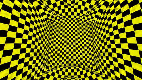 Distorted Geometric Checkered Tunnel Animation