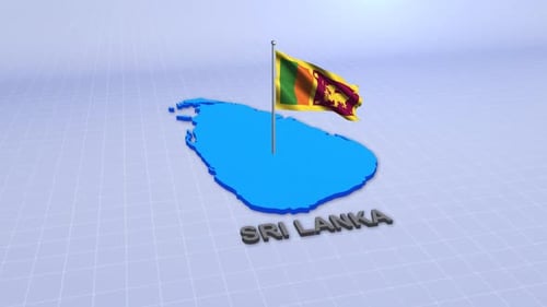 Animated 3D Map of Sri Lanka with Waving Flag