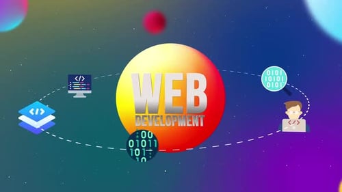 Иконки веб-разработки с трехмерной анимацией в стиле Orbit