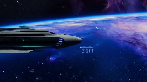 Spaceship Flying From Galaxy Explosion