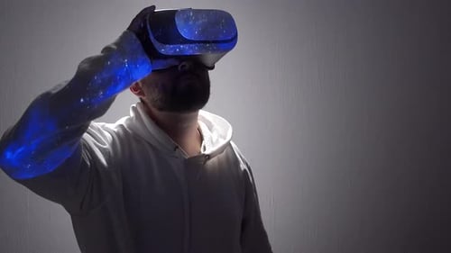 Young Adult Using Virtual Reality Headset