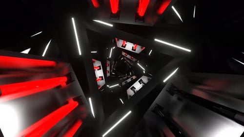 Red And White Neon Glowing Triangular Spiral Background Vj Loop In 4K