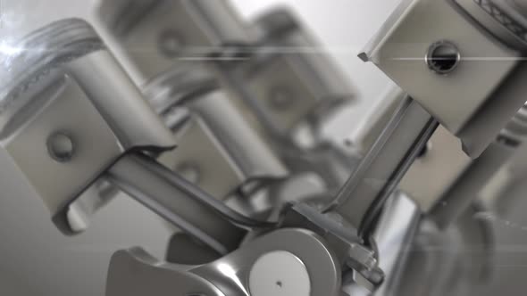Animation of Engine Pistons Working Continuously, Elements Motion ...