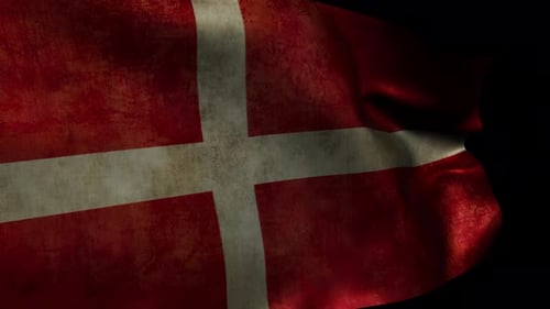 Distressed Denmark Flag Waving with Grunge Texture