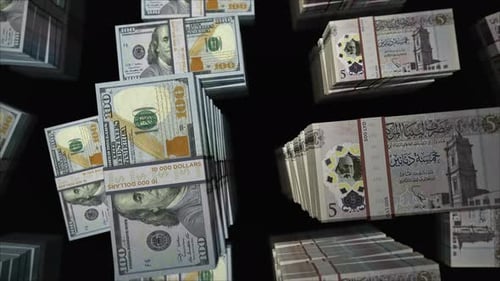 US Dollar and Libya Dinar money exchange loop