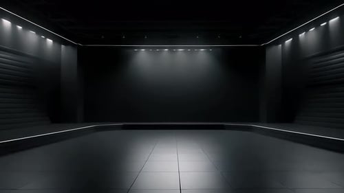Dark Studio Stage with Spotlights Logo Reveal Intro