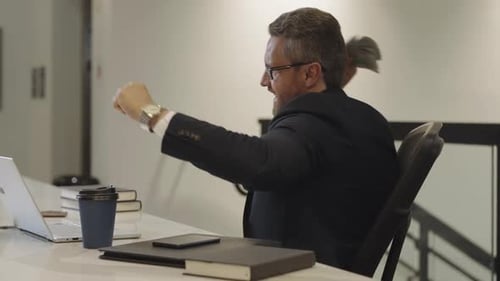 Excited Business Man Counting Dollars in Office Rich Man in Suit with Dollars Business Man Hold