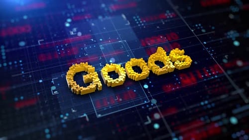 Digital Goods Text Reveal Animation with Futuristic Tech Background
