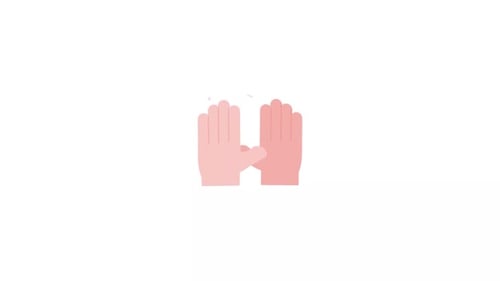 Animated Flat Design Icon of Hands Washing