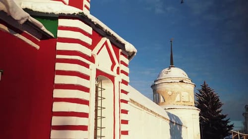 Suzdal Ancient Town Center with Church and Belfry Winter Day
