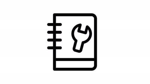 Animated Line Icon of Manual with Wrench