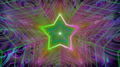Multicolor Star Tunnel Background Loop Animation In 1080Hd