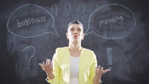 Pensive Woman Weighing Business Meeting Options
