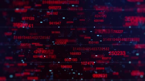 Futuristic Red Digital Numbers Data Stream Background