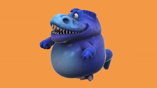 Fun 3D cartoon dinosaur dancing (with alpha channel)