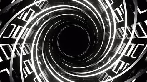 White Neon Spiral In Hexagonal Lattice Background Vj Loop In 4K