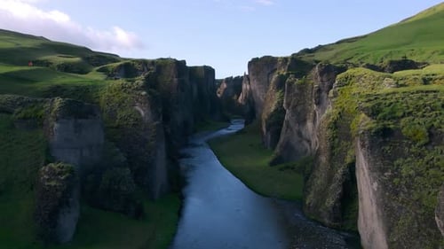 Beautiful Stunning Aerial Of Studlagil Canyon East