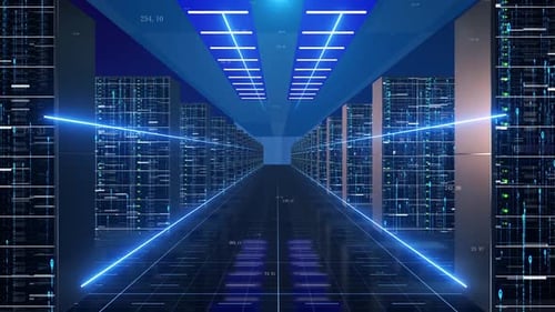 Digital Server Room Data Flow Technology Animation