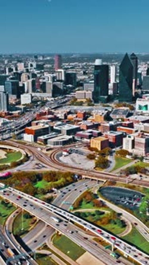 Stunning aerial view of Dallas skyline and urban landscape