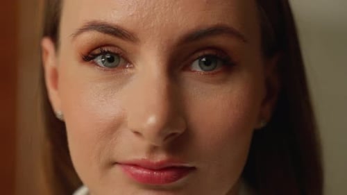 Woman's Detailed Facial Beauty in a Close Up