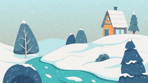 Winter Village Background 4K