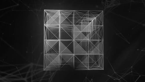 3D Wireframe Cube on Dark Background