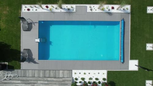 Aerial View of Backyard Swimming Pool