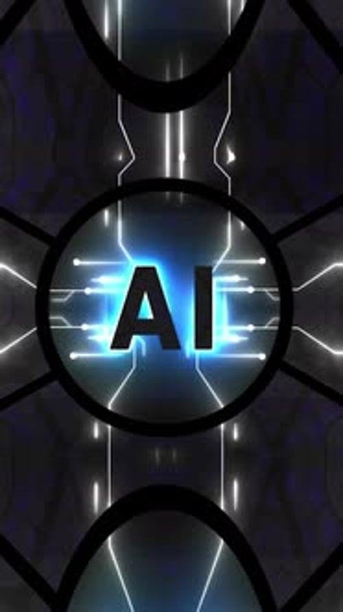 Futuristic AI Technology Loop with Glowing Circuit Board Animation