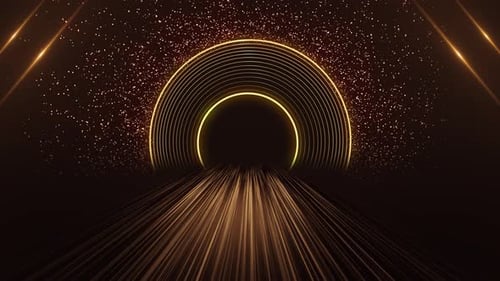 Elegant Golden Awards Background with Tunnel and Particles