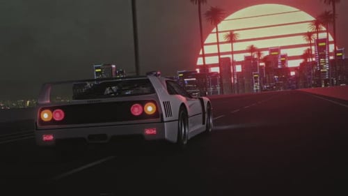 Retro Synthwave VHS Car Drive Loop