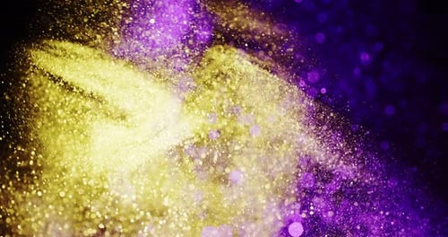 Dark Background With Vibrant Yellow And Purple Particles