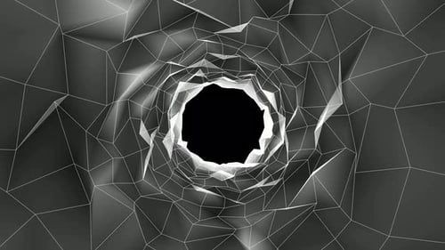 Abstract Wireframe Digital Tunnel Travel Animation