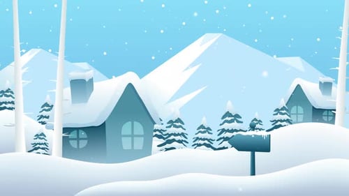 Animationshintergrund für das Dorf am Nordpol im Schnee und Winter