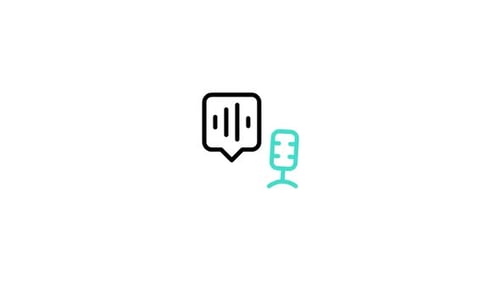 Animated Flat Design Microphone and Audio Speech Bubble Icon