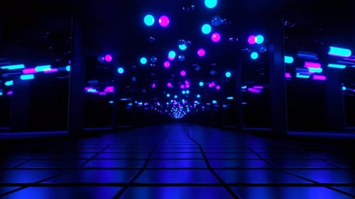 VJ Loop Lamp mit Spiegel, Korridorhintergrund, Violett und Blau, 4K