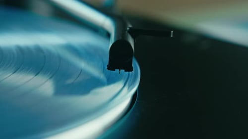 Record Player Vinyl Record in Moody Lighting