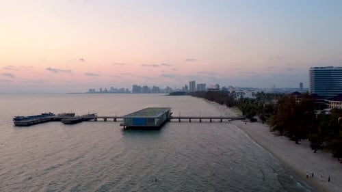 Sihanoukville skyline Otres Helicopter Port Otres Beach, Cambodia aerial drone