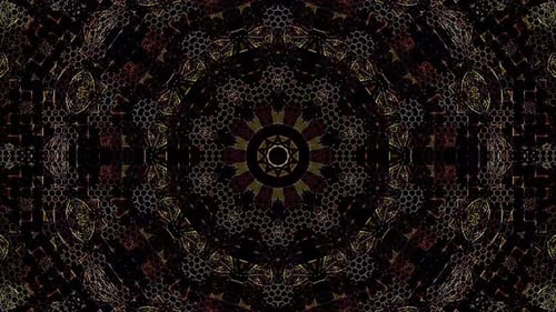 Abstract Glowing Hexagonal Grid Kaleidoscope Loop Background