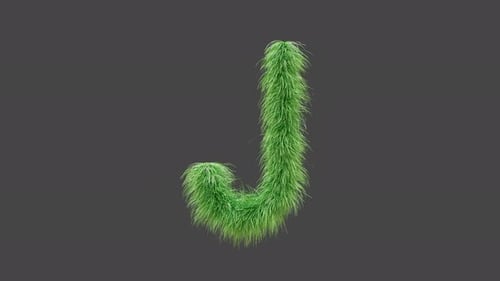 3D animation green grass letter J