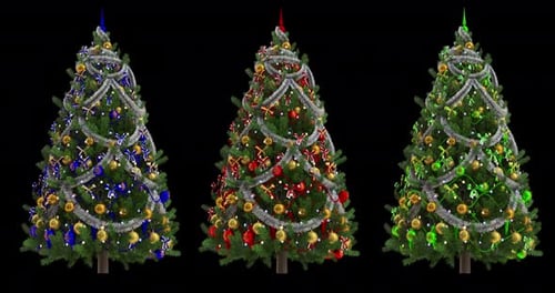 Festive Christmas Trees with Twinkling Holiday Lights