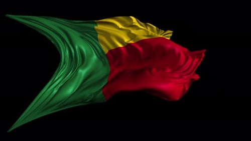 Realistic Benin Flag Waving Seamless Loop