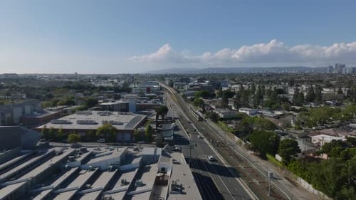 Aerial View of Buildings and Transport Infrastructure in Culver City