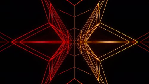 Red And Orange Abstract Moving Neon Lines Background Vj Loop In 4K