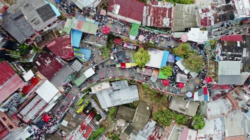 Aerial View of a Vibrant Hillside Community - Comuna 13, Medellin, Colombia