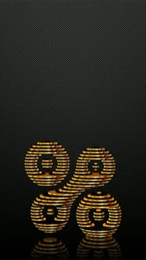 Vertical Background, Black and Gold Figure, Shape, Unique Design, Mirror, 3D Render, Exclusive