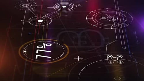 Futuristic HUD Display with Digital Data Stream and Network Lines
