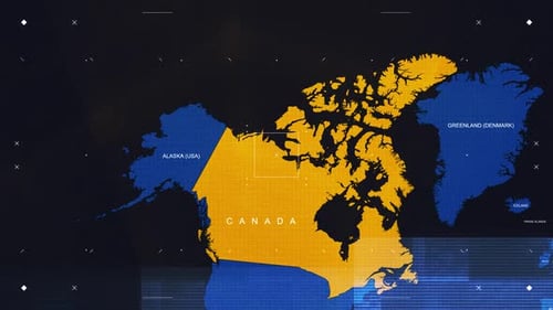Kanada-Karte, schwarz-blau, im Breaking-News-Style