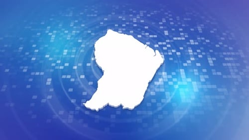 Animated French Guiana Map Reveal on Digital Grid Background