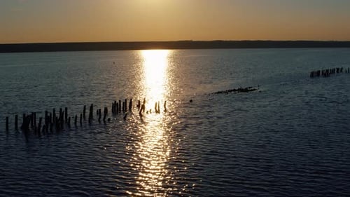 Golden Hour Aerial Seascape Reflection