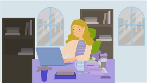 Office Worker Woman Typing On Notebook 4K